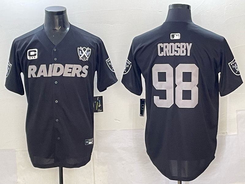 Men Oakland Raiders 98 Crosby black Nike 2025 Limited NFL Jersey 001
